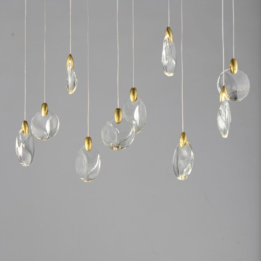 ET2 Lighting Pebble 10Lt LED Pendant, Black/Gold/Clear Crystal