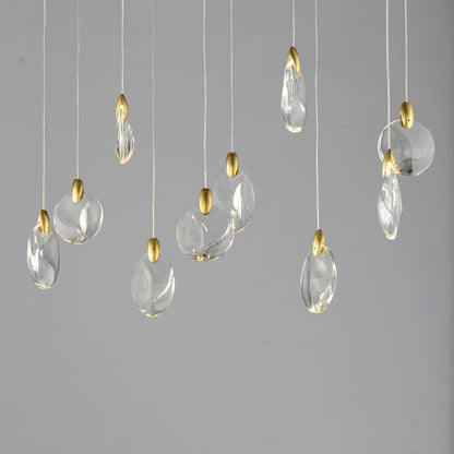 ET2 Lighting Pebble 10Lt LED Pendant, Black/Gold/Clear Crystal