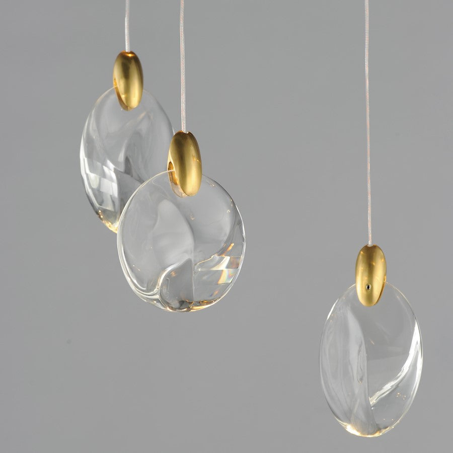 ET2 Lighting Pebble 10Lt LED Pendant, Black/Gold/Clear Crystal