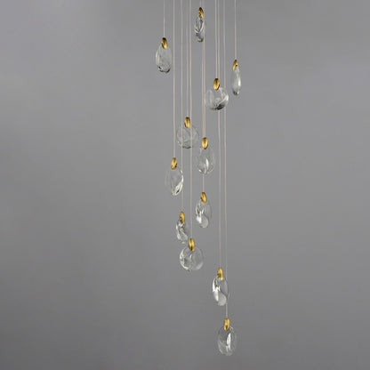 ET2 Lighting Pebble 12Lt LED Pendant, Black/Gold/Clear Crystal