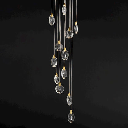 ET2 Lighting Pebble 12Lt LED Pendant, Black/Gold/Clear Crystal