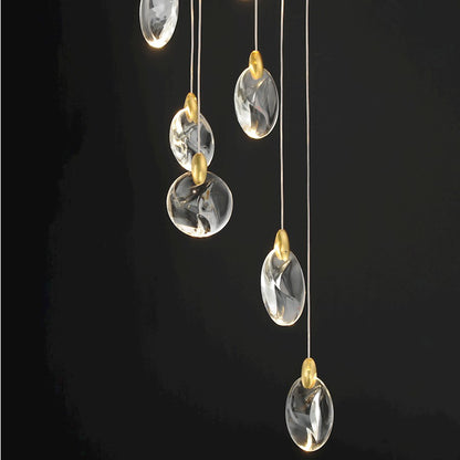 ET2 Lighting Pebble 12Lt LED Pendant, Black/Gold/Clear Crystal