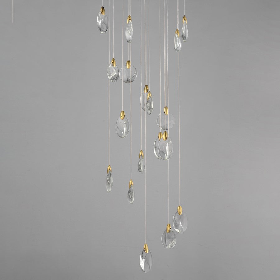 ET2 Lighting Pebble 18Lt LED Pendant, Black/Gold/Clear Crystal