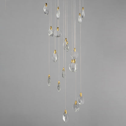 ET2 Lighting Pebble 18Lt LED Pendant, Black/Gold/Clear Crystal