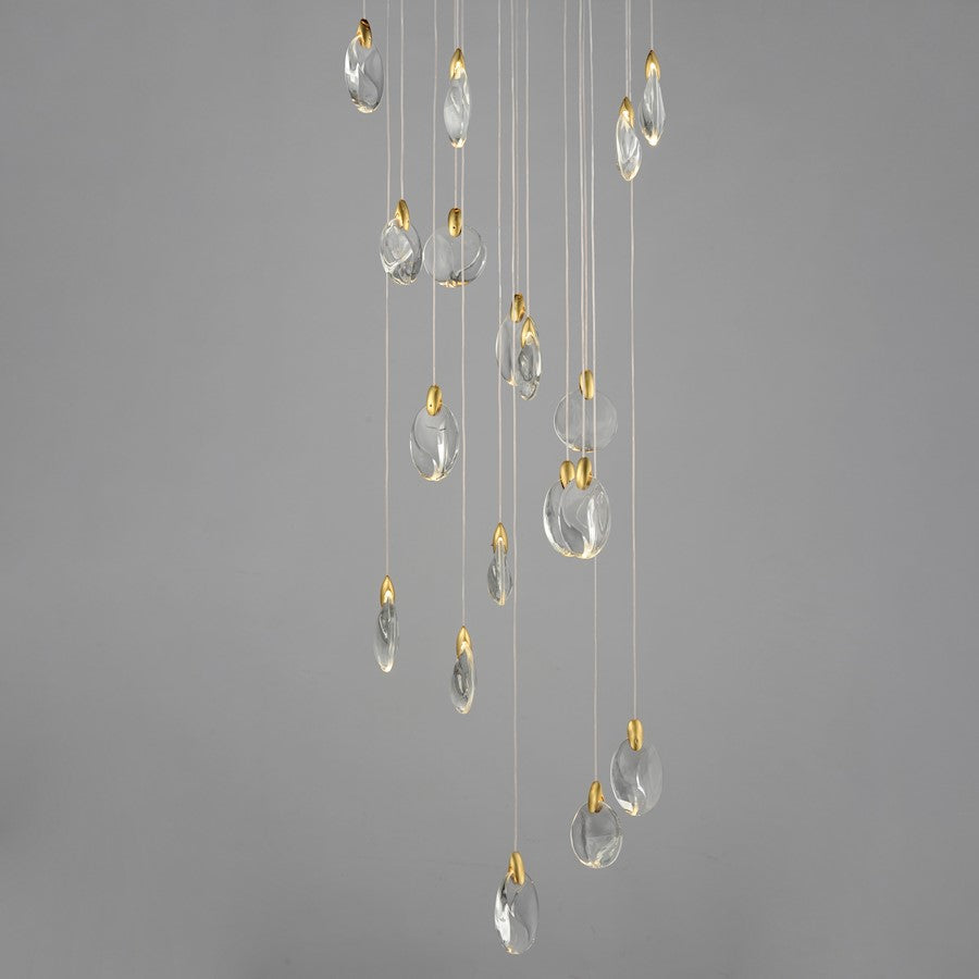 ET2 Lighting Pebble 18Lt LED Pendant, Black/Gold/Clear Crystal