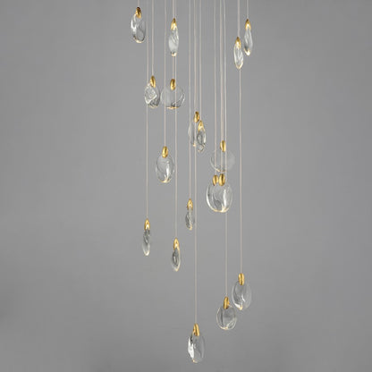 ET2 Lighting Pebble 18Lt LED Pendant, Black/Gold/Clear Crystal