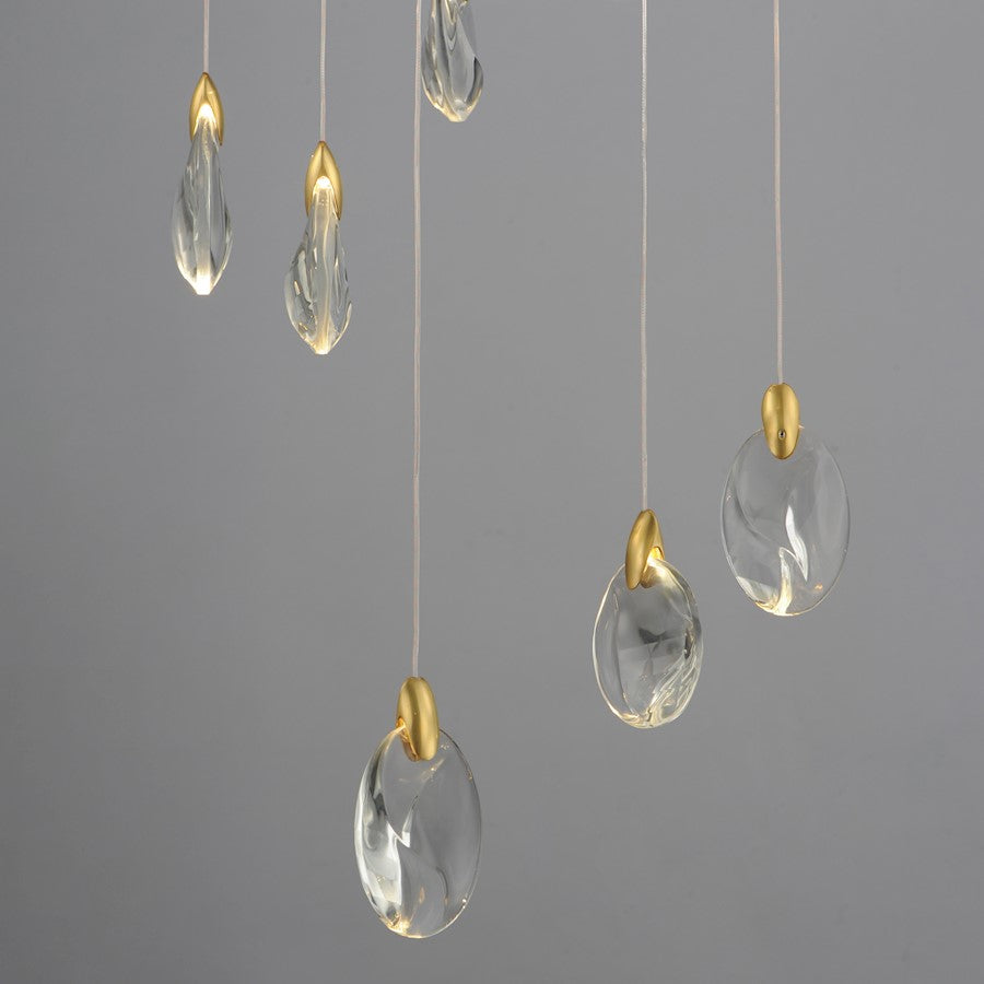 ET2 Lighting Pebble 18Lt LED Pendant, Black/Gold/Clear Crystal
