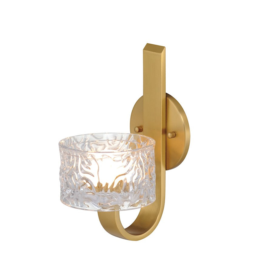 ET2 Lighting Elysian 1 Light LED Wall Sconce, Brass/Ripple