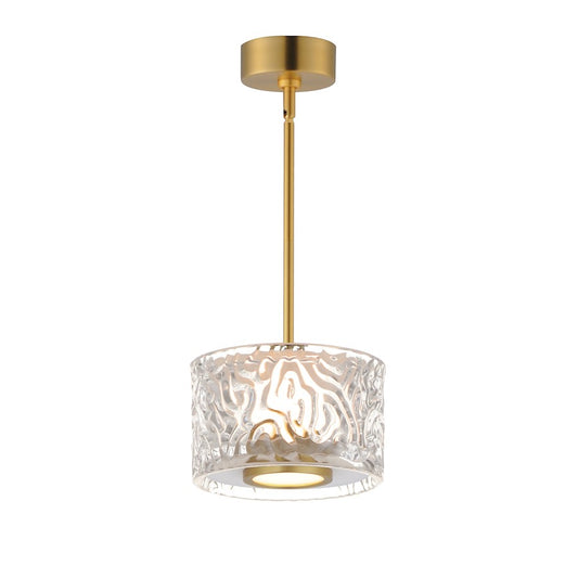 ET2 Lighting Elysian 1 Light LED Pendant, Brass/Ripple