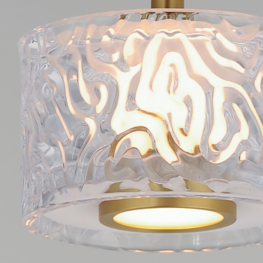 ET2 Lighting Elysian 1 Light LED Pendant, Brass/Ripple