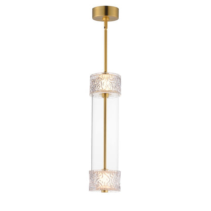 ET2 Lighting Elysian 2 Light LED Pendant, Brass/Ripple