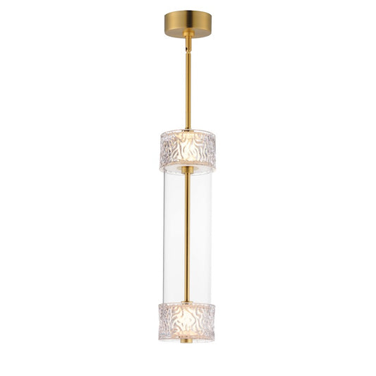ET2 Lighting Elysian 2 Light LED Pendant, Brass/Ripple