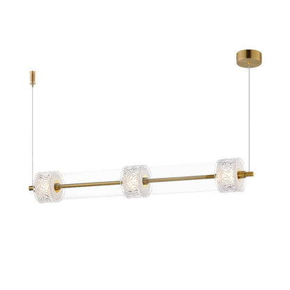 ET2 Lighting Elysian 3 Light LED Linear Pendant, Brass/Ripple