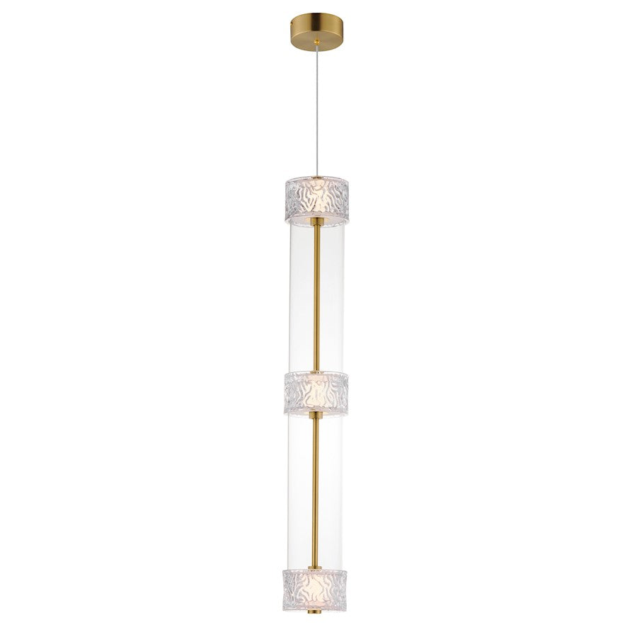 ET2 Lighting Elysian 3 Light LED Linear Pendant, Brass/Ripple