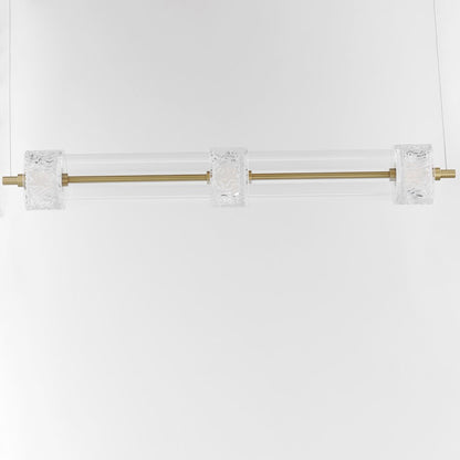 ET2 Lighting Elysian 3 Light LED Linear Pendant, Brass/Ripple