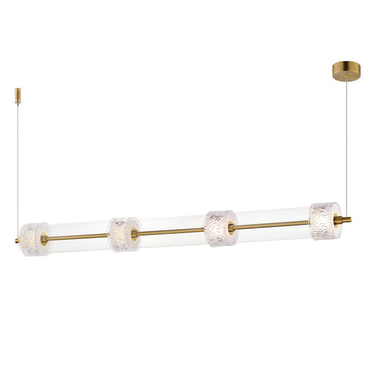 ET2 Lighting Elysian 4 Light LED Linear Pendant, Brass/Ripple