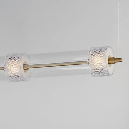 ET2 Lighting Elysian 4 Light LED Linear Pendant, Brass/Ripple