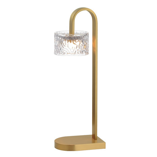 ET2 Lighting Elysian 1 Light LED Table Lamp, Brass/Ripple
