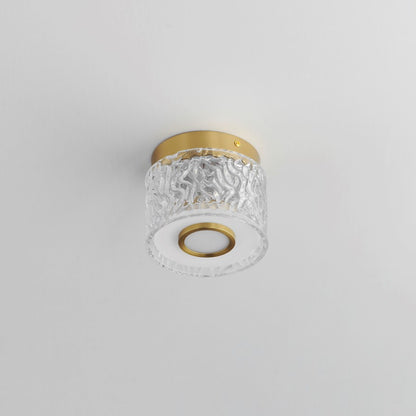 ET2 Lighting Elysian 1 Light LED Flush Mount, Brass/Ripple