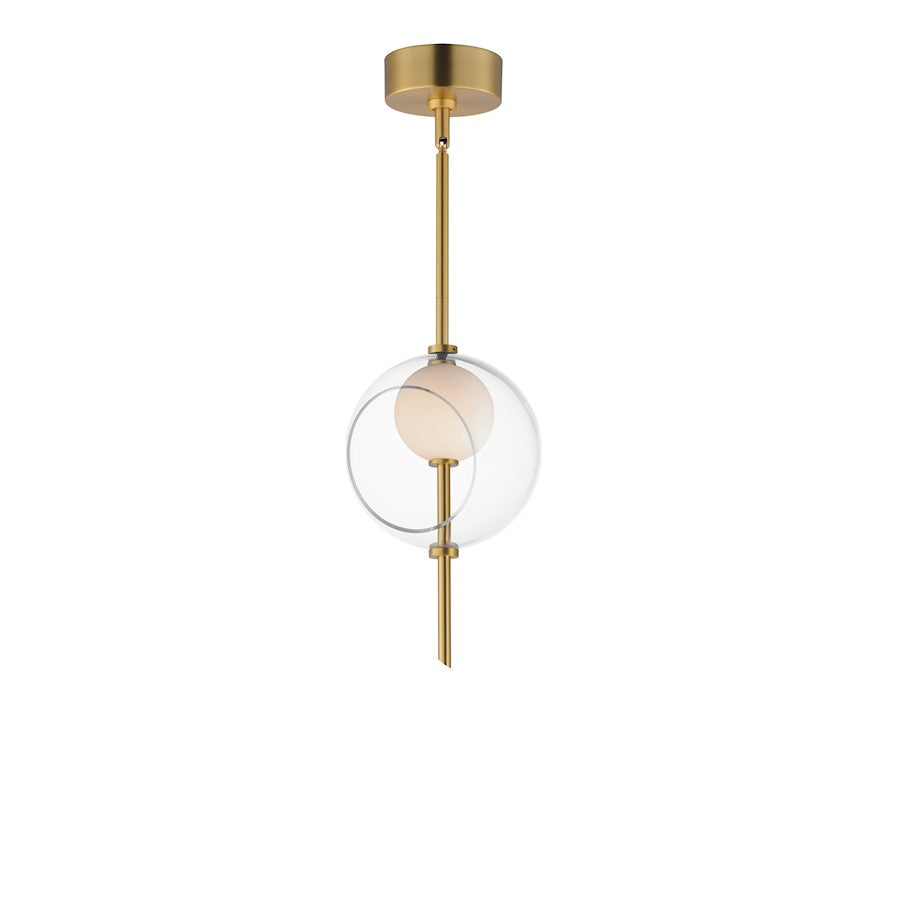ET2 Lighting Martini 1 Light 8" LED Pendant, Brass/Clear/White