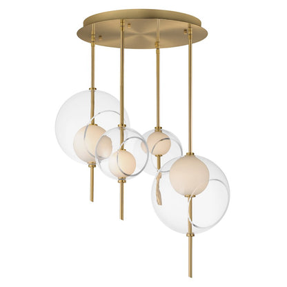 ET2 Lighting Martini 4 Light LED Pendant, Brass/Clear/White