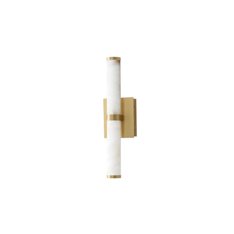 ET2 Lighting Aragon 2-Light 17" Bath Vanity, White Alabaster/Gold