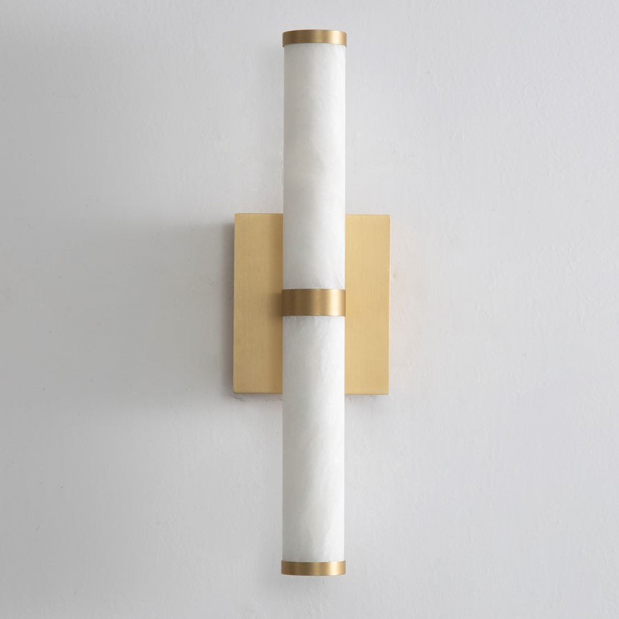 ET2 Lighting Aragon 2-Light 17" Bath Vanity, White Alabaster/Gold