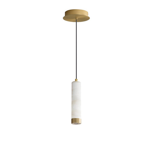 ET2 Lighting Aragon 1 Light 9" LED Pendant, White Alabaster/Gold