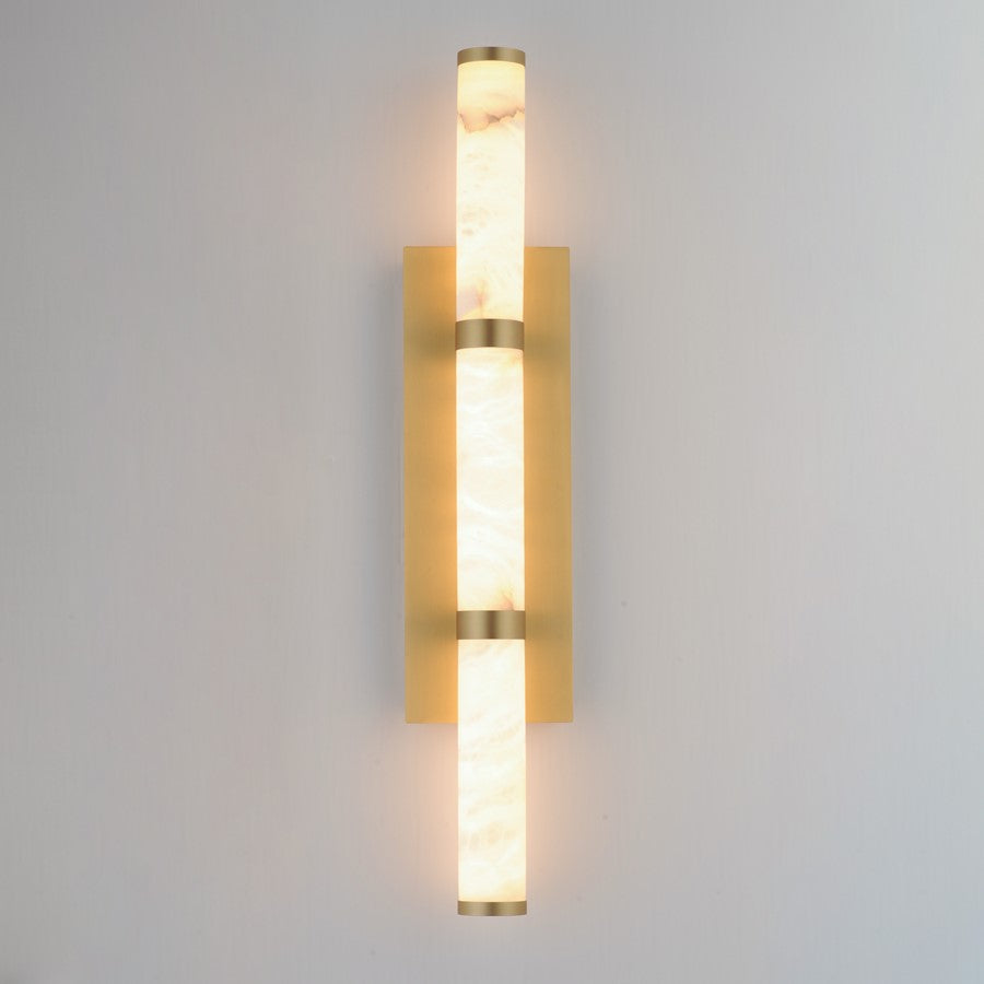 ET2 Lighting Aragon 3 Light 26" Bath Vanity, White Alabaster/Gold