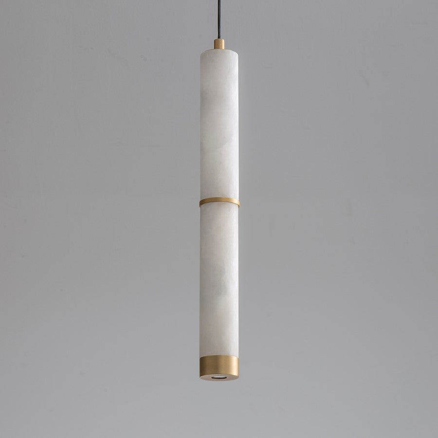 ET2 Lighting Aragon 2-Light 17" LED Pendant, White Alabaster/Gold