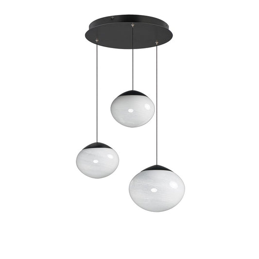 ET2 Lighting Nimbus 3-Light LED Pendant, Black/White Cirrus