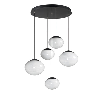 ET2 Lighting Nimbus 5-Light LED Pendant, Black/White Cirrus