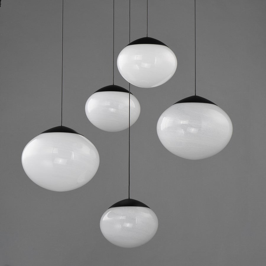 ET2 Lighting Nimbus 5-Light LED Pendant, Black/White Cirrus