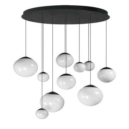 ET2 Lighting Nimbus 10-Light LED Pendant, Black/White Cirrus