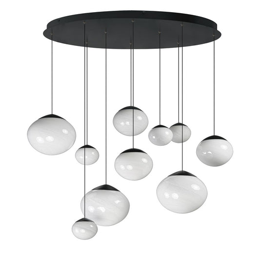ET2 Lighting Nimbus 10-Light LED Pendant, Black/White Cirrus