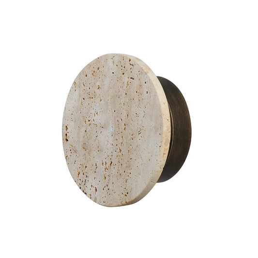 ET2 Discus 7in 1-Light LED Outdoor Wall Sconce | Modern Travertine and Antique Bronze Stone | Entryway & Patio | Model E14351-TVANB