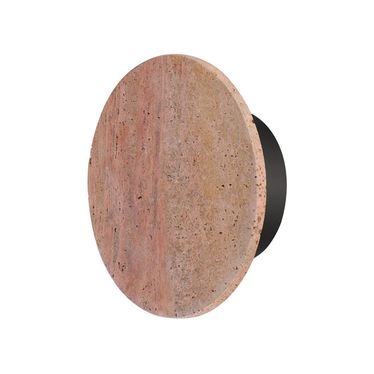 ET2 Discus 9in 1-Light LED Outdoor Wall Sconce | Modern Rosso Laterite and Gunmetal Stone | Entryway & Patio | 8.75 x 8.75 x 3 in | Model E14352-RLGM