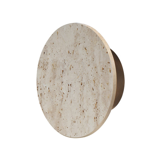 ET2 Discus 9in 1-Light LED Outdoor Wall Sconce | Modern Travertine and Antique Bronze Stone | Entryway & Patio | Model E14352-TVANB