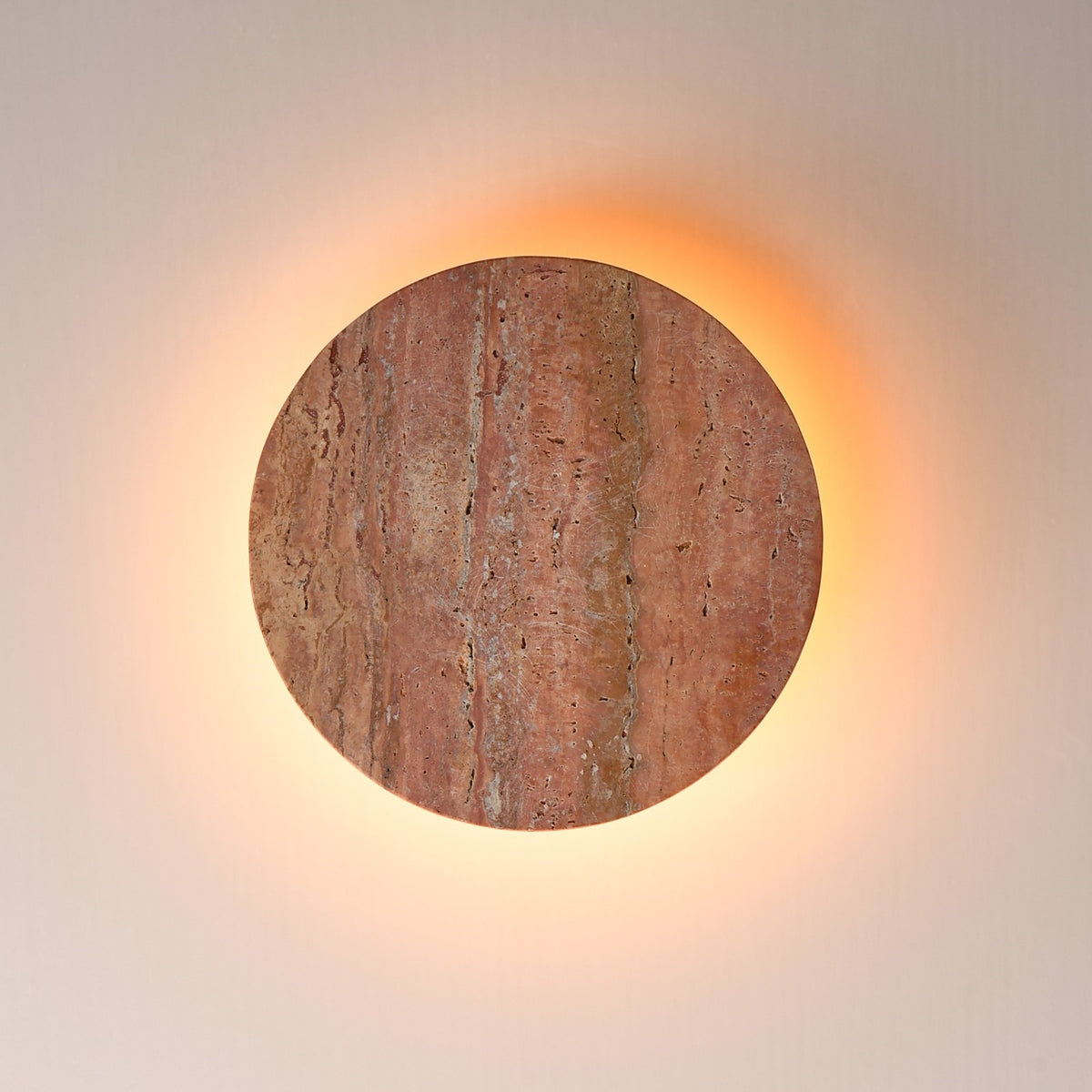 ET2 Discus 10in 1-Light Outdoor Wall Sconce | Modern Rosso Laterite and Gunmetal Stone | Entryway & Patio | 10.25 x 10.25 x 3 in | Model E14353-RLGM