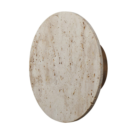 ET2 Discus 10in 1-Light Outdoor Wall Sconce | Modern Travertine and Antique Bronze Stone | Entryway & Patio | Model E14353-TVANB