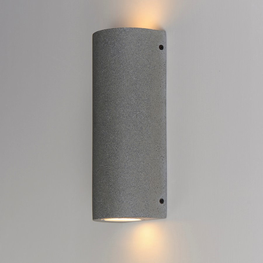 ET2 Lighting Pilar 2Lt LED Outdoor Cylinder Wall Sconce, Greystone
