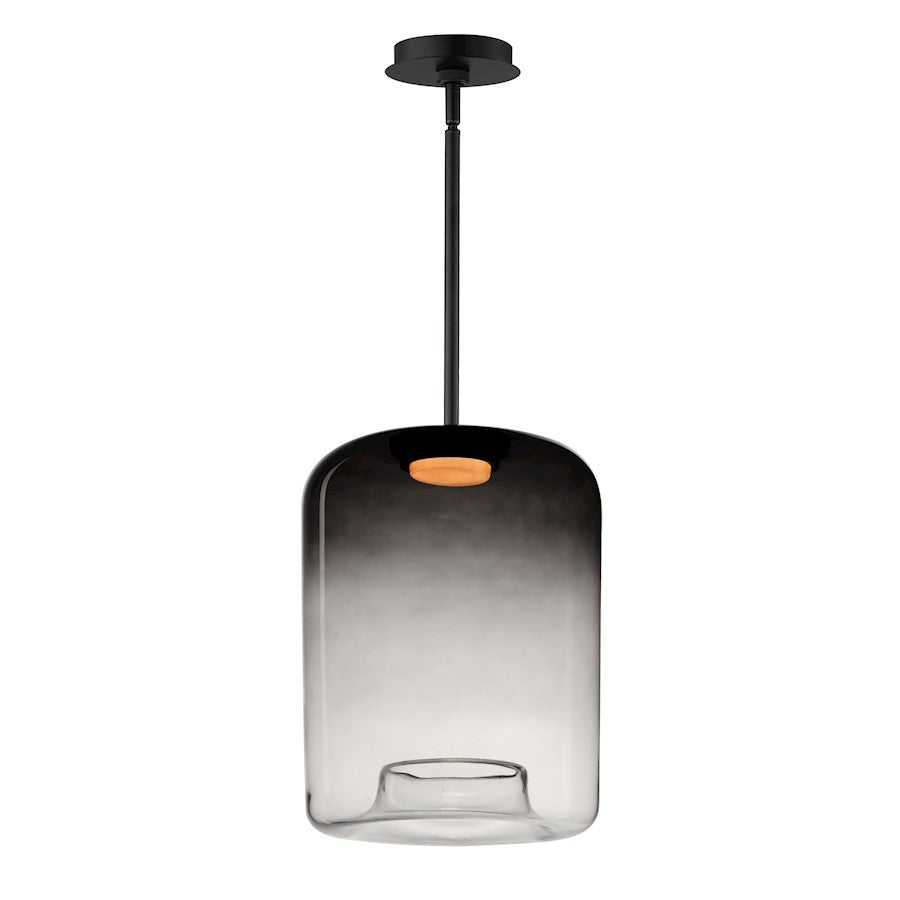 1 Light LED Pendant, Black/Smoke