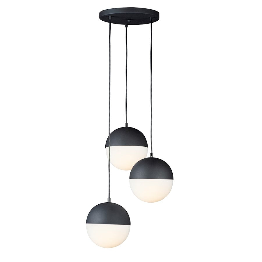 ET2 Lighting Half Moon Small LED 3-Light Pendant, Black