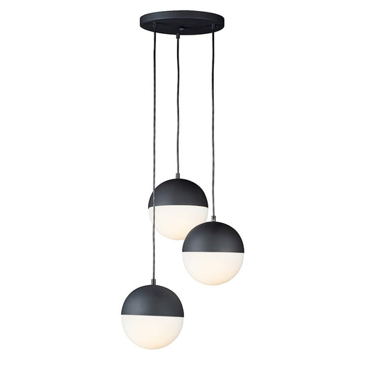 ET2 Lighting Half Moon Small LED 3-Light Pendant, Black