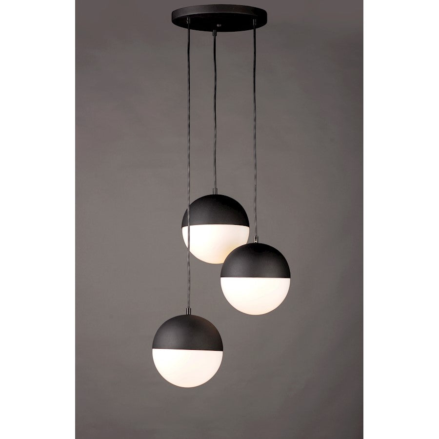 ET2 Lighting Half Moon Small LED 3-Light Pendant, Black