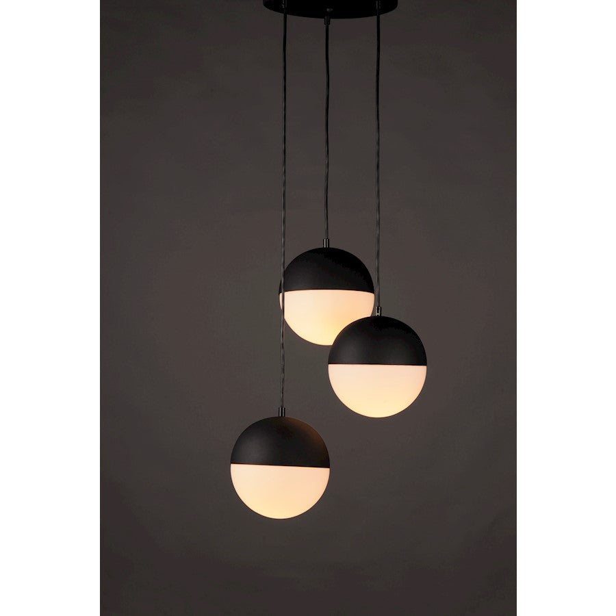 ET2 Lighting Half Moon Small LED 3-Light Pendant, Black