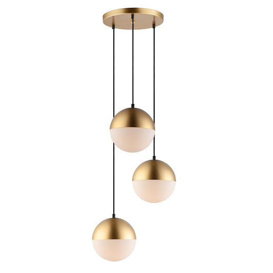 ET2 Lighting Half Moon LED 3-Light Small Pendant, Metallic Gold