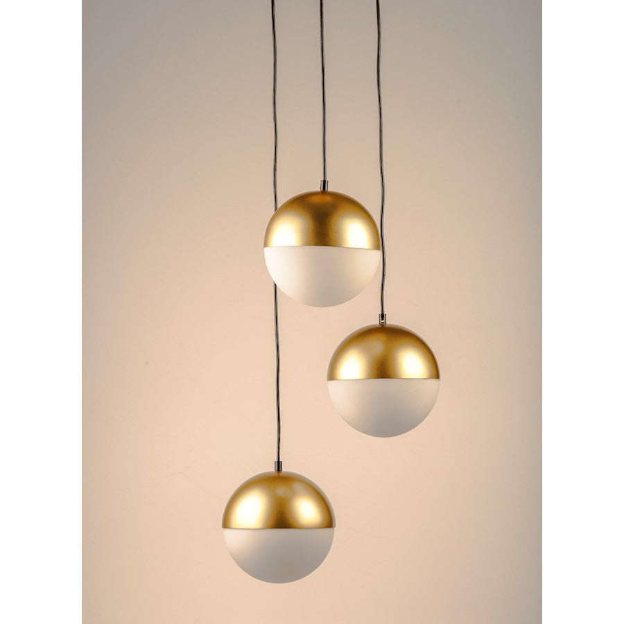 ET2 Lighting Half Moon LED 3-Light Small Pendant, Metallic Gold