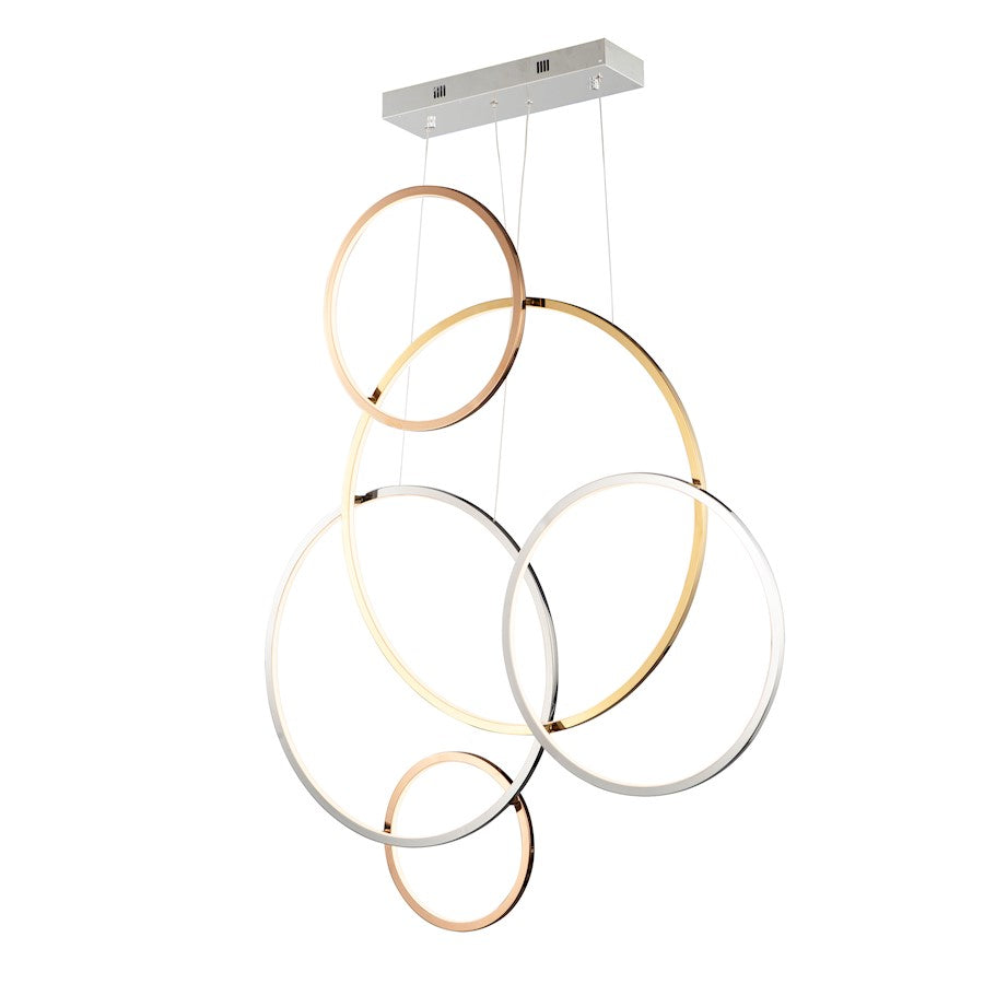 5 Light Pendant, Multi-Plated