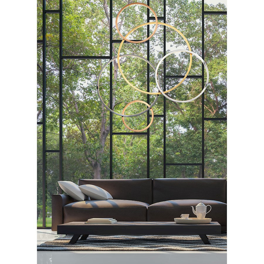 5 Light Pendant, Multi-Plated